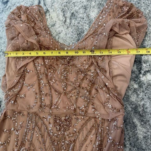 Christina Wu Beaded Rose Gold Size 16 Gown XL Dress Elegance 17943 - Picture 8 of 10